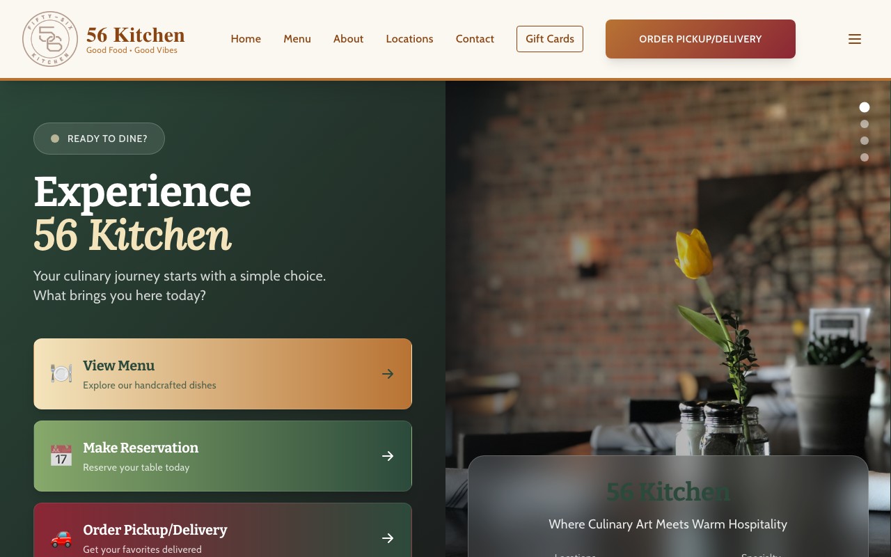 56 Kitchen website screenshot