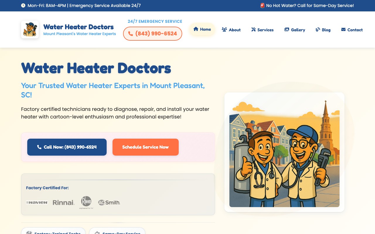 Water Heater Doctors website screenshot